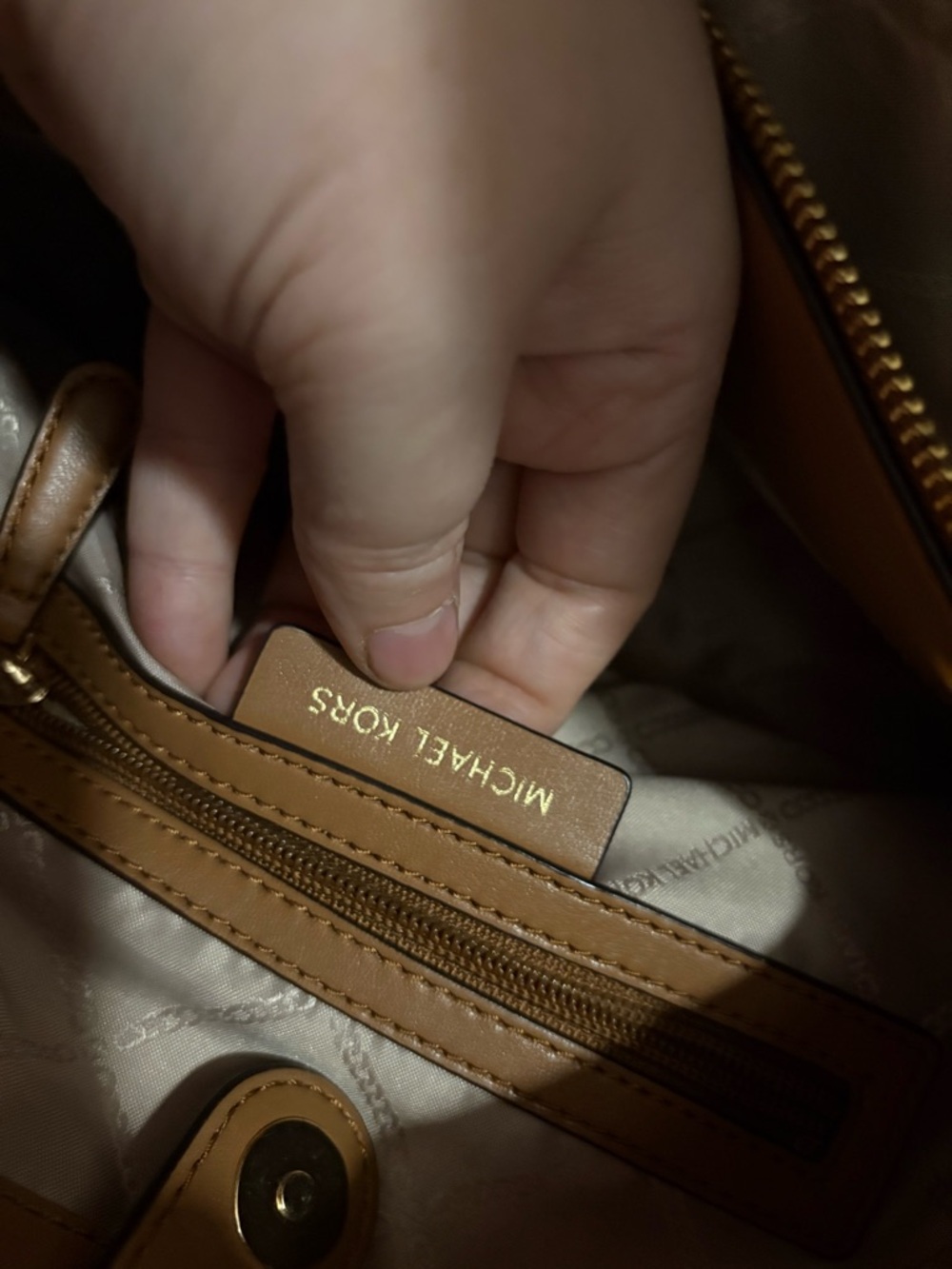 Michael Kors Vanilla Logo and Tan Shoulder Hobo - Picture 5 of 8